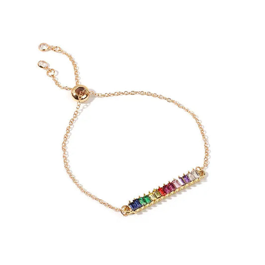 Instagram European and American Rainbow Bracelet Necklace, Women's Diamond Jewelry Set, Exquisite Neckchain, Retro Choker Collar Chain AQP-STORE