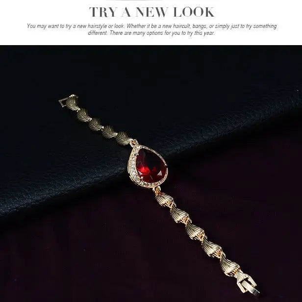 Hot selling exquisite hot selling water drop gemstone alloy gold-plated four piece set for bride's banquet jewelry in foreign trade AQP-STORE