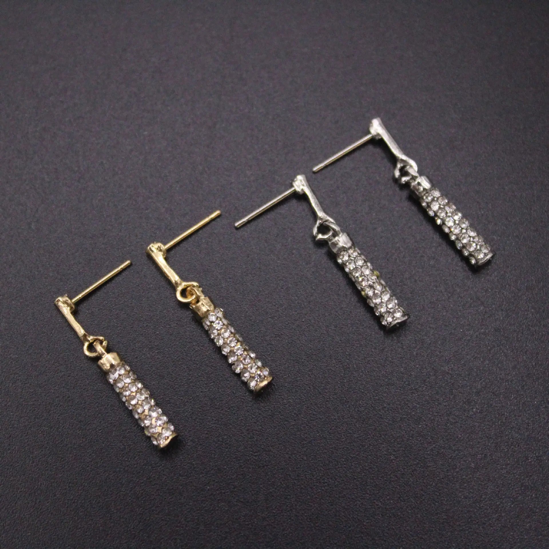 European and American fashion diamond inlaid cylindrical rod earring necklace set wedding jewelry necklace set AQP-STORE