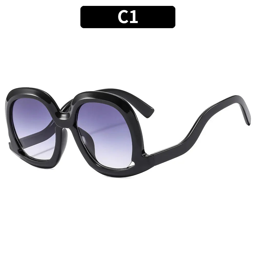 2024 New European and American Fashionable Women's Sunscreen Sunglasses Large Frame Irregular Frame Street Photography Cross-Border Sunglasses AQP-STORE
