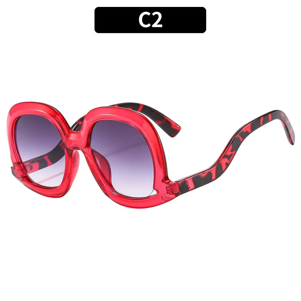 2024 New European and American Fashionable Women's Sunscreen Sunglasses Large Frame Irregular Frame Street Photography Cross-Border Sunglasses AQP-STORE