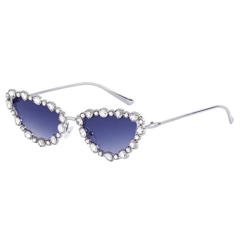 European and American diamond-encrusted sunglasses for women, high-end, personalized cat-eye sunglasses, cross-border sunglasses wholesale AQP-STORE