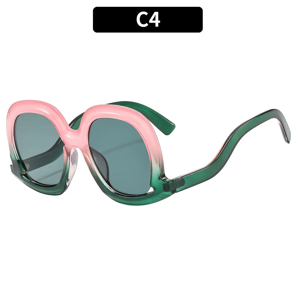 2024 New European and American Fashionable Women's Sunscreen Sunglasses Large Frame Irregular Frame Street Photography Cross-Border Sunglasses AQP-STORE