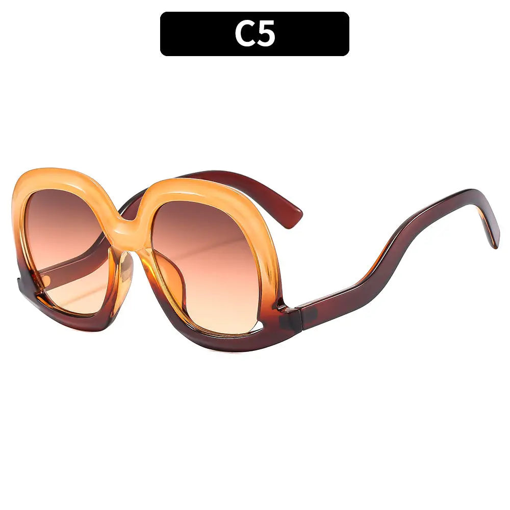 2024 New European and American Fashionable Women's Sunscreen Sunglasses Large Frame Irregular Frame Street Photography Cross-Border Sunglasses AQP-STORE